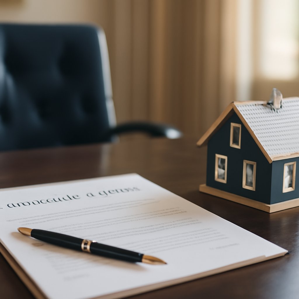 Homebuyer reviewing closing cost documents at a table in a bright Delaware office setting