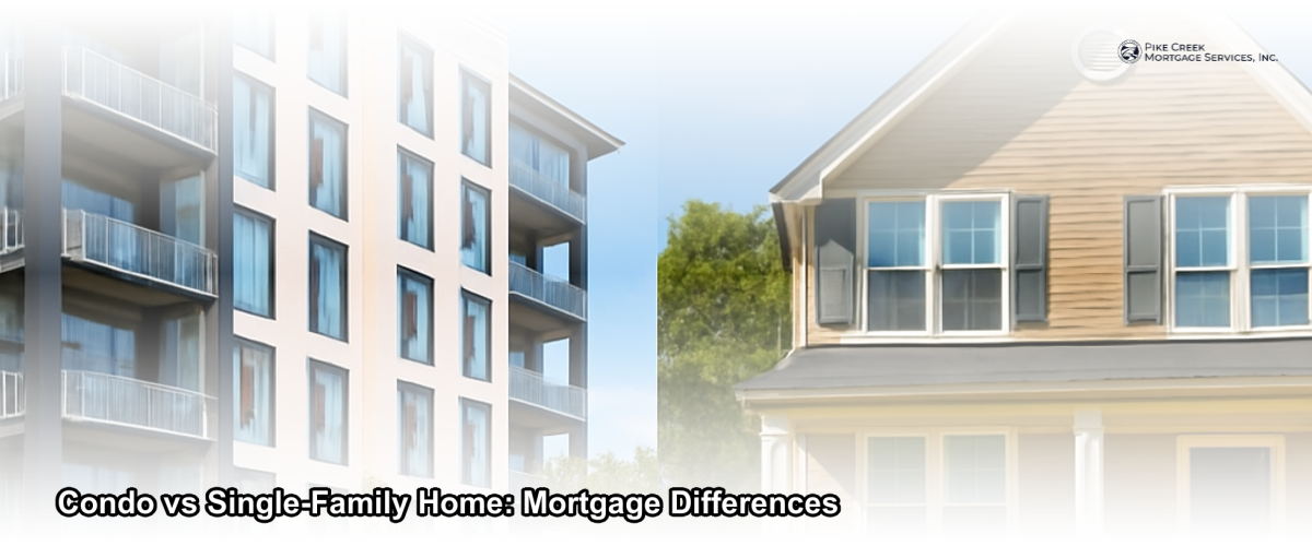 Side-by-side view of a modern condo building and a traditional single-family home in a Delaware neighborhood