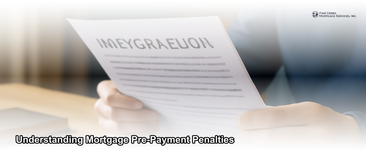 A homeowner reviewing mortgage documents at a desk with a pen in hand, representing pre-payment penalty research