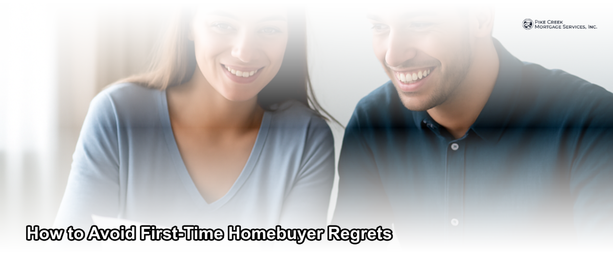 First-time homebuyers reviewing mortgage documents at a table, looking confident and prepared