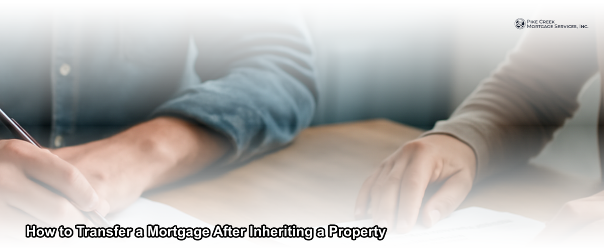 A family reviews property documents and mortgage paperwork at a kitchen table after inheriting a home